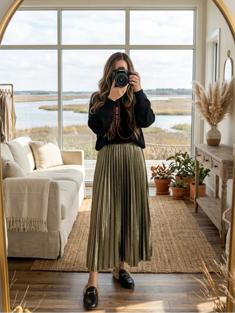 NWT Emerald Green Velvet Pleated A-Line Midi Skirt | Boho Romantic High Waist